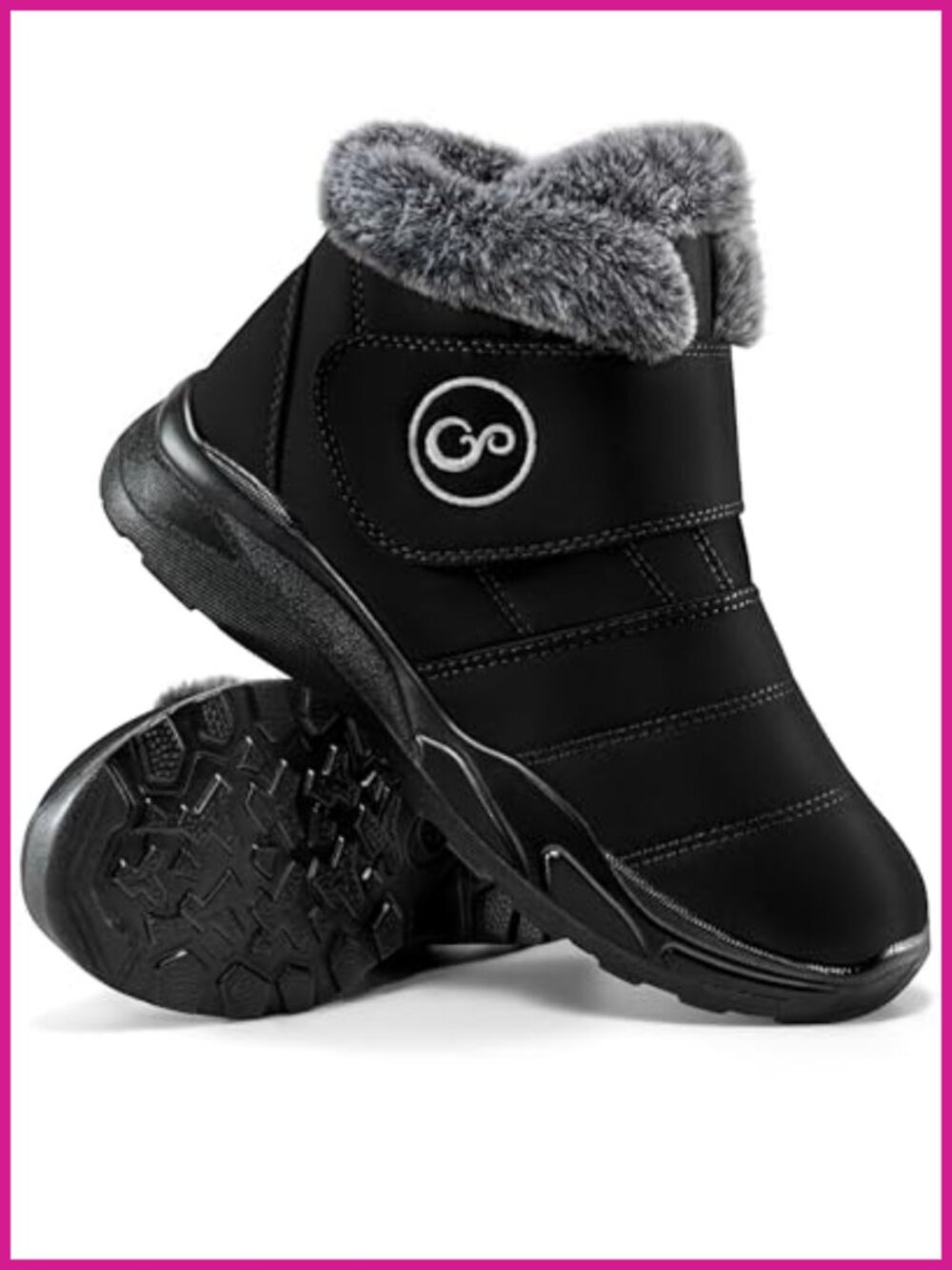 Waterproof Fur Lined Winter Snow Boots Women Anti Slip Hook Loop